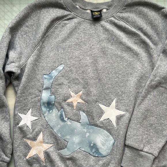 Athletic Works Tops - Upcycled Applique Crewneck Whaleshark & Stars